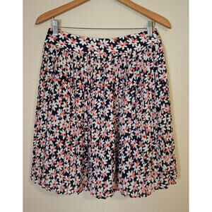 J. Crew Skirt Size 8‎ Medium Pleated Accordion Ditsy Floral Lined Zip Back Blue